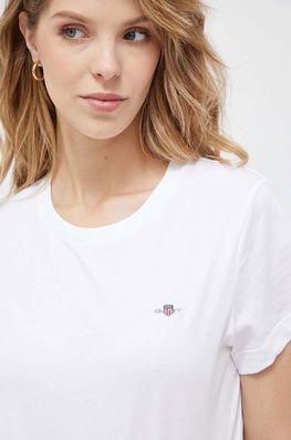 Gant Tricou Din Bumbac Culoarea Alb Dama