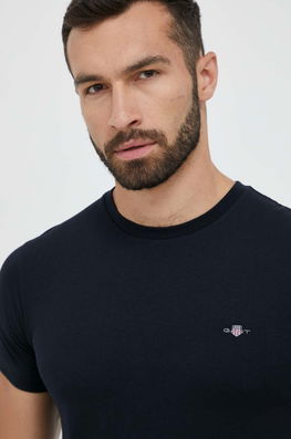 Gant Tricou Din Bumbac Culoarea Negru, Neted Bărbaţi