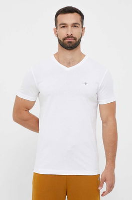 Gant Tricou Din Bumbac Culoarea Alb, Neted Bărbaţi