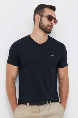 Gant Tricou Din Bumbac Culoarea Negru, Neted Bărbaţi