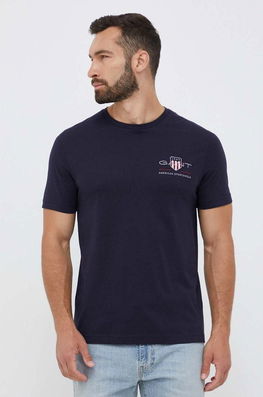 Gant Tricou Din Bumbac Culoarea Albastru Marin, Cu Imprimeu Bărbaţi Bleumarin