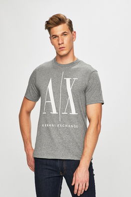 Armani Exchange Tricou Din Bumbac Culoarea Gri, Cu Imprimeu Bărbaţi, Model Print