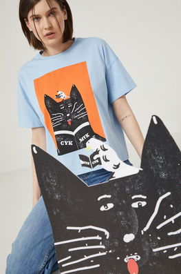 Medicine Tricou Din Bumbac Culoarea Turcoaz Dama, Model Print