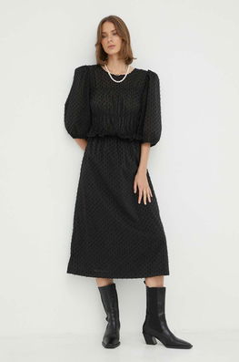 2NDDAY Rochie Culoarea Negru, Midi, Evazati Dama, Panza, Cocktail