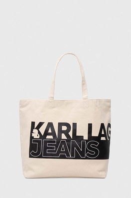 Karl Lagerfeld Jeans Poseta Culoarea Bej Dama, Textil, Model Print