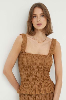 By Malene Birger Top Femei, Culoarea Maro Dama, Cu Elastan
