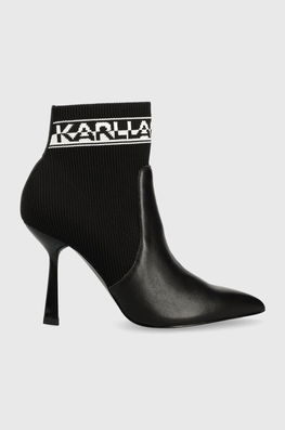 Karl Lagerfeld Botine PANDARA Femei, Culoarea Negru, Cu Toc Cui, KL31353 Dama, Piele, Toc Subtire