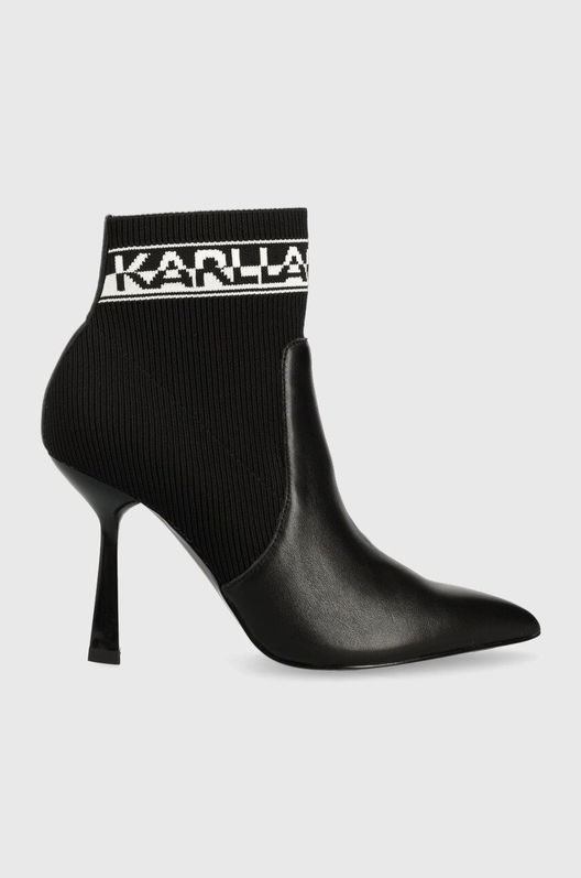 Karl Lagerfeld Botine PANDARA Femei, Culoarea Negru, Cu Toc Cui, KL31353 Dama, Piele, Toc Subtire