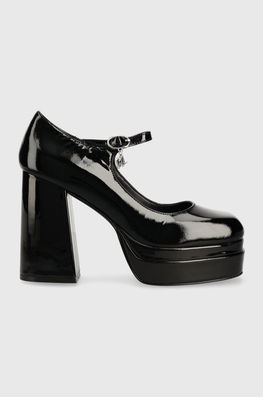 Karl Lagerfeld Pantofi De Piele STRADA Culoarea Negru, Cu Toc Drept, KL30125A Dama, Piele Patentata, Toc Platforma