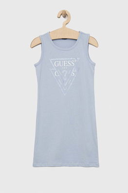 Guess Rochie Din Bumbac Pentru Copii Mini, Drept Albastru, Model Print
