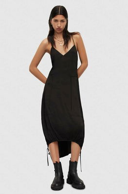 AllSaints Rochie Culoarea Negru, Maxi, Oversize Dama, Panza, Casual