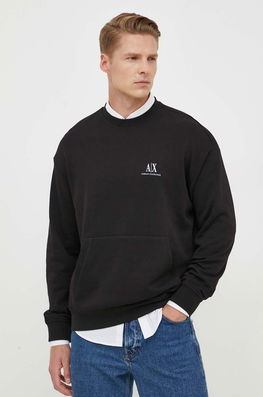 Armani Exchange Hanorac De Bumbac Barbati, Culoarea Negru, Cu Imprimeu Bărbaţi, Model Print