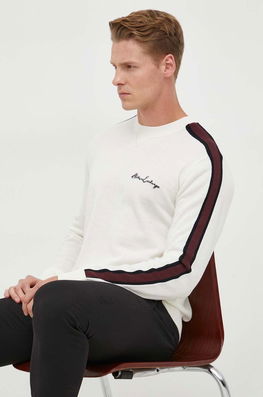Armani Exchange Pulover De Lana Barbati, Culoarea Bej, Light Bărbaţi, Model Imprimeu