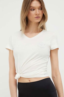 Emporio Armani Underwear Tricou Lounge Culoarea Bej Dama, Cu Elastan