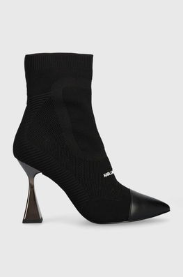 Karl Lagerfeld Botine DEBUT Femei, Culoarea Negru, Cu Toc Drept, KL32061 Dama, Piele, Toc Gros