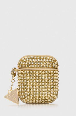 Guess Husa Airpods AirPods 1/2 Cover Culoarea Auriu Dama, Model Imprimeu