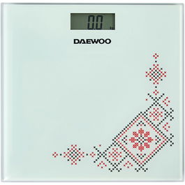 Cantar electronic de persoane Daewoo, sticla securizata 6 mm, 150 kg, 100 g, auto zero, auto oprire, Alb/Abstract