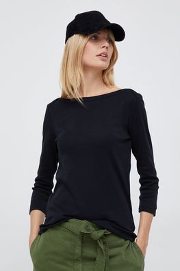 United Colors Of Benetton Longsleeve Din Bumbac Culoarea Negru Dama