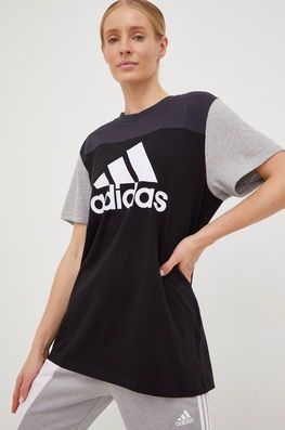 Adidas Tricou Din Bumbac Culoarea Negru Dama, Model Print