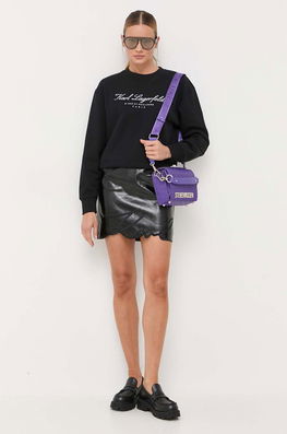 Karl Lagerfeld Hanorac De Bumbac Femei, Culoarea Negru, Cu Imprimeu Dama