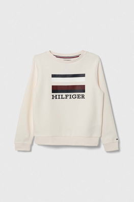 Tommy Hilfiger Bluza Copii Culoarea Bej, Cu Imprimeu, Model Print