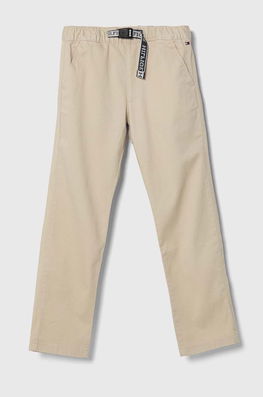 Tommy Hilfiger Pantaloni Copii Culoarea Bej, Neted, Panza