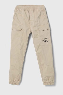 Calvin Klein Jeans Pantaloni Copii Culoarea Bej, Neted, Panza
