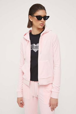 Juicy Couture Bluza Robertson Femei, Culoarea Roz, Cu Glugă, Neted Dama, Cu Elastan