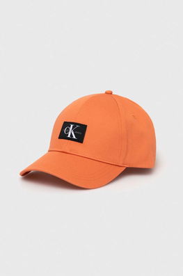 Calvin Klein Jeans șapcă De Baseball Din Bumbac Culoarea Portocaliu, Cu Imprimeu Bărbaţi