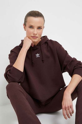 Adidas Originals Bluza Femei, Culoarea Maro, Cu Glugă, Neted Dama