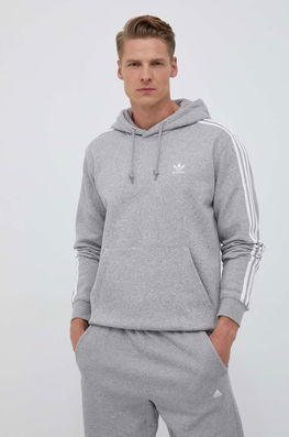 Adidas Originals Bluza Barbati, Culoarea Gri, Cu Glugă, Melanj Bărbaţi