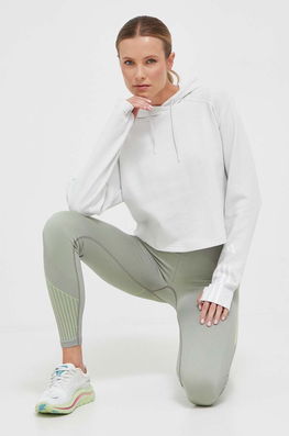 Adidas Performance Hanorac De Antrenament Culoarea Gri, Cu Glugă, Cu Imprimeu Dama, Cu Elastan, Model Print