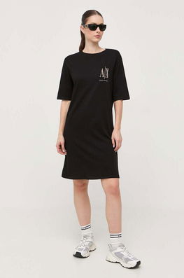 Armani Exchange Rochie Din Bumbac Dama Negru, Casual