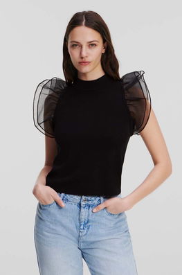 Karl Lagerfeld Bluza Femei, Culoarea Negru, Neted Dama, Elegant