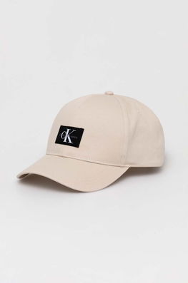 Calvin Klein Jeans șapcă De Baseball Din Bumbac Culoarea Bej, Cu Imprimeu Bărbaţi