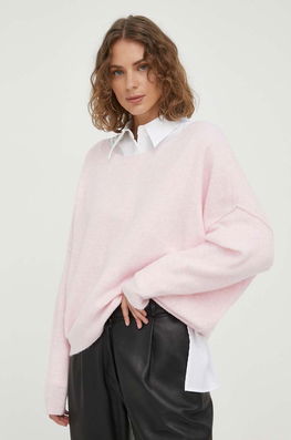 American Vintage Pulover Din Amestec De Lana Femei, Culoarea Roz, Light Dama, Cu Un Amestec De Lana