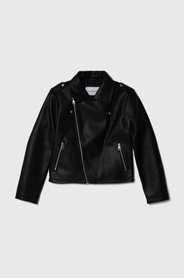 Calvin Klein Jeans Geaca Ramones Pentru Copii Culoarea Negru, Imitatie De Piele
