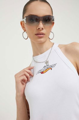 Guess Originals Top Femei, Culoarea Alb Dama, Cu Elastan, Model Imprimeu
