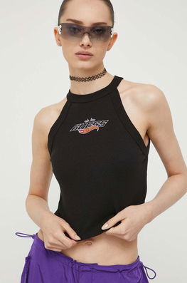 Guess Originals Top Femei, Culoarea Negru Dama, Cu Elastan, Model Imprimeu