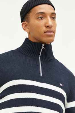 Tommy Jeans Pulover Barbati, Culoarea Albastru Marin, Light, Cu Turtleneck Bărbaţi Bleumarin