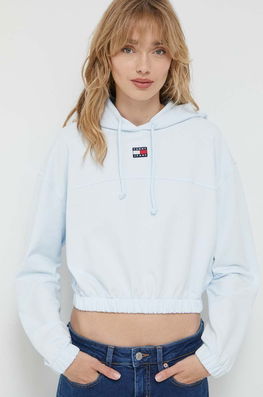 Tommy Jeans Bluza Femei, Cu Glugă, Neted Dama Albastru, Cu Elastan