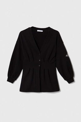 Calvin Klein Jeans Hanorac De Bumbac Pentru Copii Culoarea Negru, Neted