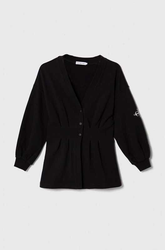 Calvin Klein Jeans Hanorac De Bumbac Pentru Copii Culoarea Negru, Neted