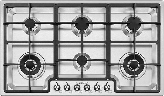 Plita incorporabila pe gaz Smeg Classic PGF96, 90 cm, Wok, Inox