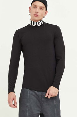 HUGO Longsleeve Barbati, Culoarea Negru, Cu Imprimeu Bărbaţi, Cu Elastan, Model Print