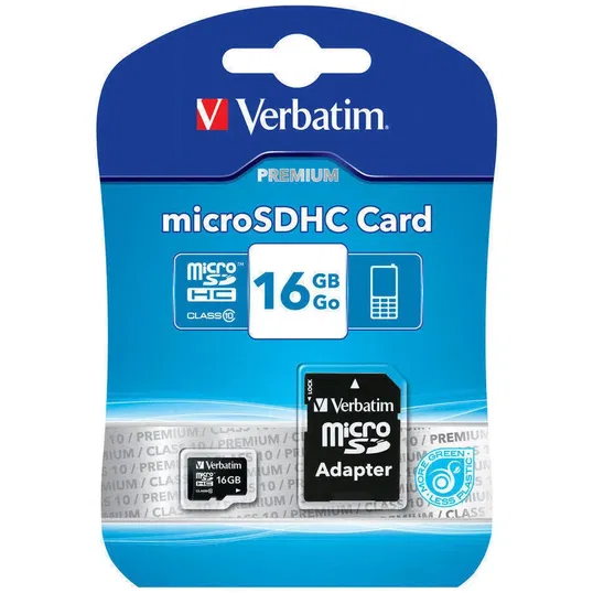 MicroSDHC CLASS 10 16 GB INCL ADAPTOR