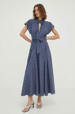 Samsoe Samsoe Rochie Culoarea Albastru Marin, Maxi, Evazati Dama Bleumarin, Panza, Casual