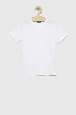 United Colors Of Benetton Tricou De Bumbac Pentru Copii Culoarea Alb, Neted
