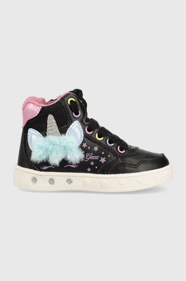 Geox Sneakers Pentru Copii Culoarea Negru, Imitatie De Piele