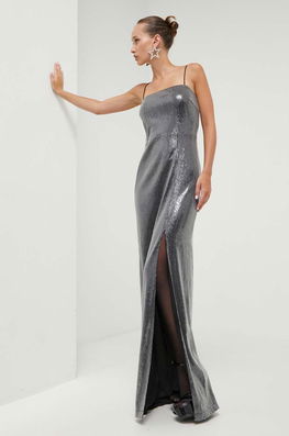 Rotate Rochie Culoarea Gri, Maxi, Mulata Dama, Cu Elastan, Cocktail